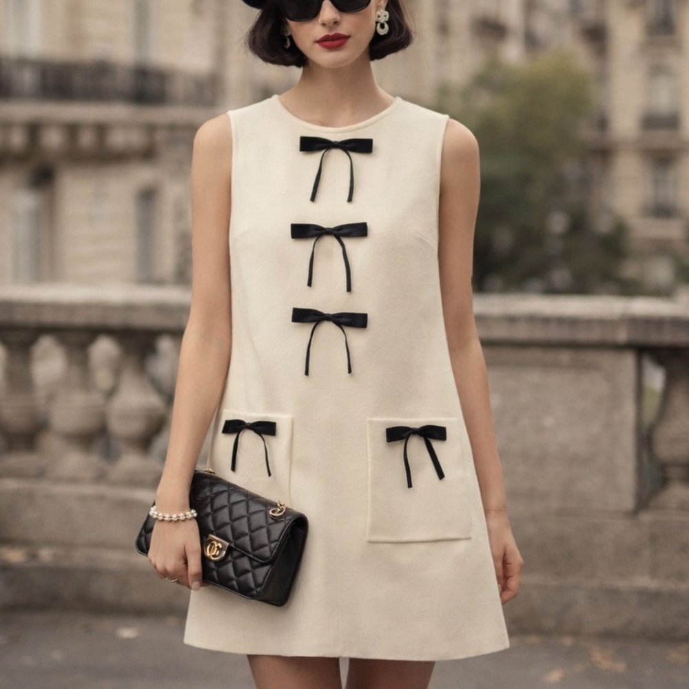 Zara Bow Knit Knit Dress Size M Bloggers Favorite - Picture 9 of 12